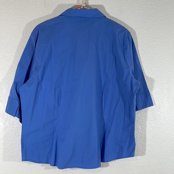 EDDIE BAUER Blue Button Front 3/4 Sleeves Collared Stretch Blouse Top Size XL - Picture 3 of 5